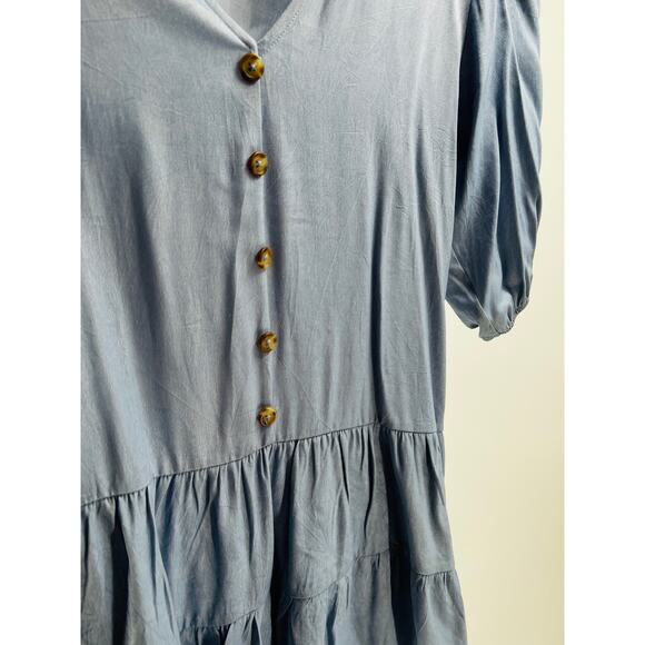 SPEECHLESS sz M light blue denim like Tiered Ruffle Chambray Dress NWT 0B9 - Picture 4 of 10